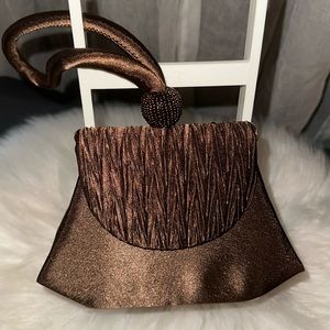 Moni Couture Dark Satin Brown Evening Bag wristlet or crossbody